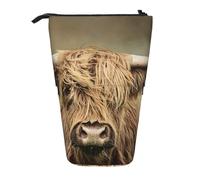 gawuoab Estuche telescópico para lápices Highland Cow, con Base Vertical
