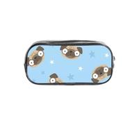 gawuoab Estuche Transparente con diseño de Perro Carlino y Estrellas sobre Fondo Azul. Organizador Transparente.