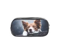 gawuoab Estuche Transparente para lápices con diseño de Border Collie marrón, diseño de Dios Bokeh con Ojos Amarillos, Organizador Transparente