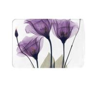 gawuoab Felpudo Antideslizante Lavable para Interiores, diseño de Flores de Esperanza Color Lavanda y Morado, de 61 x 40 cm, para Puerta Delantera y baño.