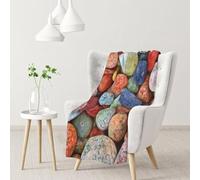 gawuoab Manta de Franela Suave y acogedora con Estampado de Piedras de Colores para sofá