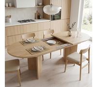 GAWYOEX - Mesa extensible para sala de comedor 120/160 x 80 x 75,5 cm, Mesa de cocina adecuada para 4-8 personas, Mesa oval extensible adecuada para comedores, salones y oficinas (Color de la madera)