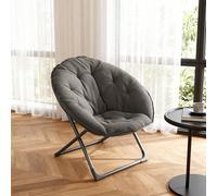 GAWYOEX Sillón plegable redondo para los oídos, sillón plegable, silla de salón, cómoda silla de lectura, silla acolchada, sillón relax para salón, dormitorio o zona de relajación (gris)