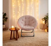 GAWYOEX Sillón plegable redondo para los oídos, sillón plegable, silla de salón, cómoda silla de lectura, silla acolchada, sillón relax para salón, dormitorio o zona de relajación (rosa)