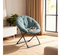 GAWYOEX Sillón plegable redondo para los oídos, sillón plegable, silla de salón, cómoda silla de lectura, silla acolchada, sillón relax para salón, dormitorio o zona de relajación (azul)
