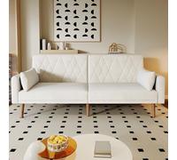 GAWYOEX Sofá cama plegable de 180 x 75 x 82 cm, sofá de dos plazas beige con función de dormir, sofá cama de tela de terciopelo, sofá cama pequeño para salón, dormitorio, cine en casa, habitación de