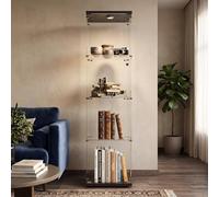 GAWYOEX Vitrina de cristal con LED, 164,5 cm, vitrina grande, 1 puerta, 4 capas, vitrina de cristal, vitrina de colección, armario alto para salón, dormitorio, oficina (1 puerta de 4 capas LED-A