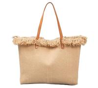 Gaxcent Bolso De Mujer Laial Beach Bag, Bolso De Lona con Borlas Bordados De Playa, Bolso De Hombro para Mujer, Bolso De Mano Grande, Bolso De Viaje Al Trabajo,Caqui