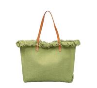 Gaxcent Bolso De Mujer Laial Beach Bag, Bolso De Lona con Borlas Bordados De Playa, Bolso De Hombro para Mujer, Bolso De Mano Grande, Bolso De Viaje Al Trabajo,Verde