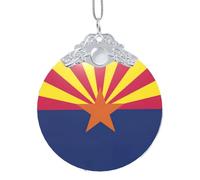 GaxfjRu Adorno de Navidad con bandera del estado de Arizona, colgante de árbol de Navidad para alegría navideña, talla única