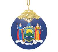 GaxfjRu Adorno de Navidad con bandera del estado de Nueva York, colgante de árbol de Navidad para alegría navideña, talla única