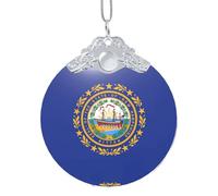 GaxfjRu Adorno de Navidad con la bandera del estado de New Hampshire, colgante para árbol de Navidad para alegría navideña