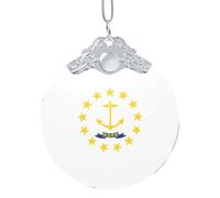 GaxfjRu Adorno de Navidad con la bandera del estado de Rhode Island, para colgar en el árbol de Navidad, regalo para alegría navideña, talla única