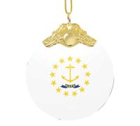 GaxfjRu Adorno de Navidad con la bandera del estado de Rhode Island, para colgar en el árbol de Navidad, regalo para alegría navideña, talla única