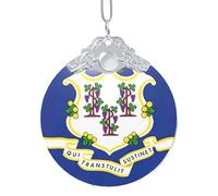GaxfjRu Adorno para decoración del hogar con la bandera del estado de Connecticut, colgante para árbol de Navidad para alegría navideña, talla única