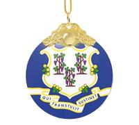 GaxfjRu Adorno para decoración del hogar con la bandera del estado de Connecticut, colgante para árbol de Navidad para alegría navideña, talla única