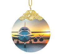 GaxfjRu Adornos de decoración para el hogar, diseño de avión al atardecer, colgante de árbol de Navidad para alegría navideña