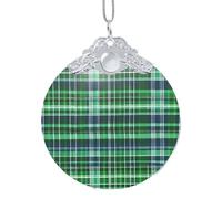 GaxfjRu Adornos de decoración para el hogar, diseño de tartán escocés azul y verde, colgante de árbol de Navidad para alegría navideña