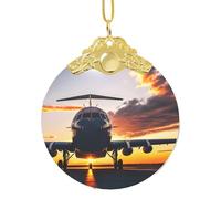 GaxfjRu Adornos de Navidad para decoración del hogar, diseño de avión al atardecer, colgante de árbol de Navidad para alegría navideña