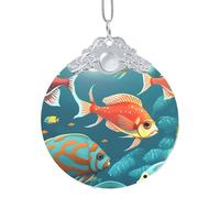 GaxfjRu Adornos para decoración del hogar, diseño de peces submarinos del océano, colgante de árbol de Navidad para alegría navideña, talla única