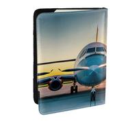 GaxfjRu Aircraft Plane at Sunsets - Funda de piel para pasaporte, impermeable, para viajes, para mujeres y hombres, Black, Talla única