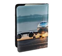 GaxfjRu Airplane in The Evening Light - Funda para pasaporte, organizador de viaje, funda para tarjetas de crédito, funda para pasaporte, Black, Talla única