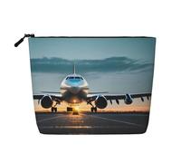 GaxfjRu Airplane in The Evening Light Print - Bolsa de maquillaje de viaje con cremallera, organizador de maquillaje para mujer, Negro -, Talla única