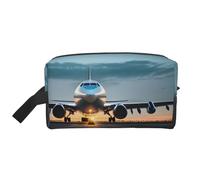 GaxfjRu Airplane in The Evening Light Print Travel Cosmetic Bag Organizer Large Makeup Bag Women for Cosmetics Toiletries Accessories, Blanco, Talla única