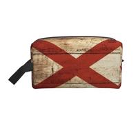 GaxfjRu Alabama Bandera del Estado en Viejo Grano de Madera Impresión Postal Bolsa de Cosméticos de Viaje Organizador Grande Bolsa de Maquillaje Mujeres para Cosméticos Artículos de tocador, blanco,
