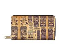 GaxfjRu Aloha Tiki - Cartera de cuero para mujer, organizador de gran capacidad con soporte para chequera, cartera plegable para mujer, color blanco, talla única, clásica, White, Talla única, Clásico