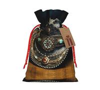 GaxfjRu American West Rodeo - Bolsa de arpillera con estampado de sombrero de Navidad, regalos de fiesta de Navidad, varios tamaños (S, M)