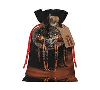 GaxfjRu American West Rodeo - Bolsa de arpillera con estampado de sombrero de Navidad, regalos de fiesta de Navidad, varios tamaños (S, M)