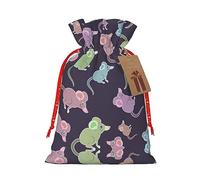 GaxfjRu Animals-Cute Mouse Print Christmas Party Favors Gift Goodies Bag for Gifts Burlap Bag Assorted Size (S, M)