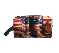 GaxfjRu Bandera americana con botas de vaquero estampado bolsa de cosméticos de viaje organizador grande bolsa de maquillaje mujer para cosméticos accesorios de tocador, blanco, talla única, Color