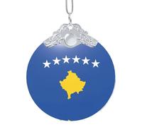GaxfjRu Bandera de Kosovo, adornos de Navidad para decoración del hogar, colgante de árbol de Navidad para alegría navideña, talla única