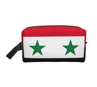 GaxfjRu Bandera de la República Árabe Siria Impresión Viaje Cosmético Bag Organizador Grande Bolsa de Maquillaje Mujeres para Cosméticos Accesorios de tocador, Blanco, Talla única, Color blanco.,