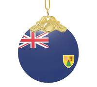 GaxfjRu Bandera de las Islas Turcas y Caicos Adornos de Navidad para decoración del hogar, colgante de árbol de Navidad para alegría navideña, talla única