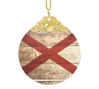 GaxfjRu Bandera del estado de Alabama en grano de madera vieja, postal de Navidad, adornos para decoración del hogar, colgante de árbol de Navidad para alegría navideña, talla única