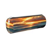 GaxfjRu Beach Maui Hawaii - Estuche redondo de piel sintética con diseño de atardecer, olas del mar, nubes, almacenamiento para bolígrafos, lápices, marcadores, suministros pequeños, cremallera de