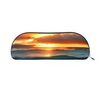 GaxfjRu Beach Maui Hawaii Sunset Sea Waves Clouds - Estuche de cuero portátil semicircular: elegante organizador para oficina, viajes, maquillaje, estuche ideal para lápices y bolsa de maquillaje