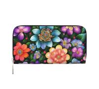 GaxfjRu Billetera larga de piel con estampado de flores y diamantes para hombre, diseño vintage, tarjetero para tarjetas de crédito