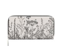 GaxfjRu Billetera larga de piel con estampado de hierbas florales y grabado botánico, para hombre, estilo vintage, tarjetero para tarjetas de crédito