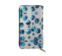 GaxfjRu Blue Hexagons and Diamonds - Cartera para mujer, compacta y segura, tarjetero con compartimento con cremallera, cartera pequeña para mujer, Negro -, Talla única, Classic