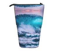 GaxfjRu Blue Ocean Wave - Estuche telescópico portátil para lápices, organizador con múltiples ranuras, para herramientas de escritura y accesorios
