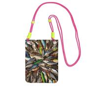GaxfjRu Bolsa cruzada con estampado de cebo de pesca para teléfono celular, para correr, caminar, senderismo y ciclismo, mini bolsa cruzada con correa de muñeca, Fucsia, Talla única
