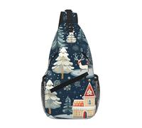 GaxfjRu Bolsa cruzada con estampado de ciervos y paisaje de invierno para mujeres y hombres, bolsa bandolera para viajes, senderismo, mochila cruzada