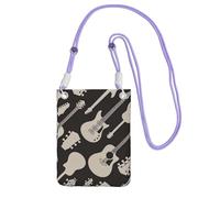 GaxfjRu Bolsa cruzada con estampado de guitarra para teléfono celular, para correr, caminar, senderismo y ciclismo, mini bolsa cruzada con correa de muñeca, Púrpura, Talla única