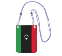 GaxfjRu Bolsa cruzada para teléfono celular con estampado de bandera de Libia para correr, caminar, senderismo y ciclismo, mini bolsa cruzada con correa de muñeca, Púrpura, Talla única