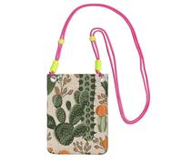 GaxfjRu Bolsa cruzada para teléfono celular con estampado de cactus verde para correr, caminar, senderismo y ciclismo, mini bolsa cruzada con correa de muñeca, Fucsia, Talla única