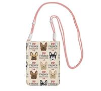 GaxfjRu Bolsa cruzada para teléfono celular con estampado de perro francés para correr, caminar, senderismo y ciclismo, mini bolsa cruzada con correa de muñeca, Rosa, Talla única